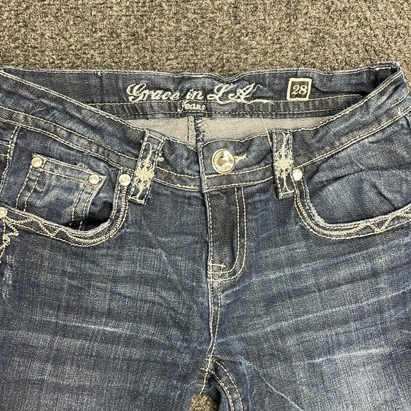 Grace in LA Jeans Bootcut Womens Size 28 Rhinestones Cross Rodeo Cowgirl Barn - Picture 5 of 9